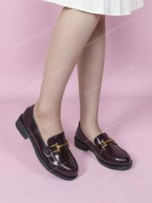 CUCCOO CURVES Sandálias Slip-On Beges Elegantes de Uso Diário para Uso Externo, Viés Largo, Bico Apontado, Oca, Malha, Adequadas para as Quatro Estações - Vinho - Visão 4
