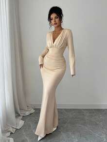 Elenzga Elegant Romantic Embroidered Patchwork Square Neck Fitted Waist Bodycon Dress For Women Fall Cloth For Women