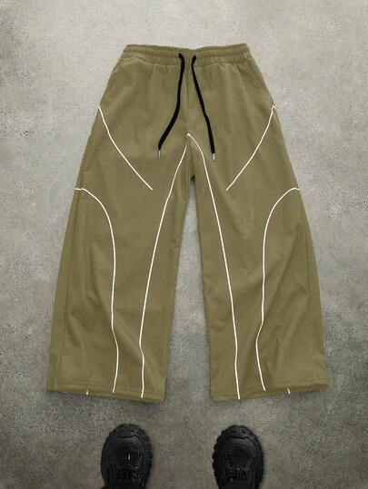 Manfinity EMRG 大码男式撞色饰边抽绳腰运动裤