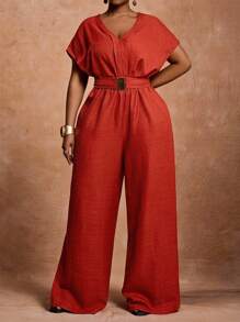 Veslaya Hàng mới về Thu Đông/Quần áo Thu Đông cho Nữ/Halloween/Quần áo Thu Đông cho Nữ Cỡ Lớn Hàng mới về Thu Đông, Quần áo Thu Đông cho Nữ, Thích hợp cho Halloween, Ngày của Mẹ, Đám cưới, Sinh nhật, Đi chơi thường ngày, Kỳ nghỉ, Thời trang đường phố, Trang phục công sở thanh lịch. Cổ chữ V, Size S, Eo thắt, Thắt lưng điều chỉnh được với khóa kim loại, Túi, Quần ống đứng, Màu gỗ đỏ, Bộ liền thân nữ - màu nâu - Xem 2