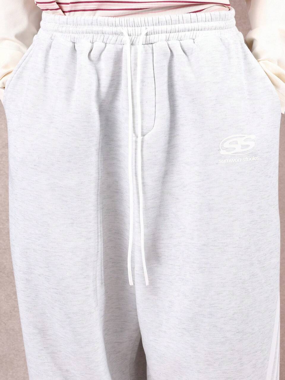 Wide Leg Sweatpants With Side Panel Detail