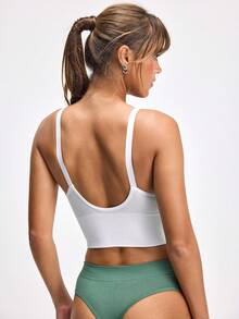 LOUNGEISTA Women Sports Casual Thin Padded Non-Wired Lifting Support Shock-Absorbing Bra, Workout Sports Bra - White - View 2