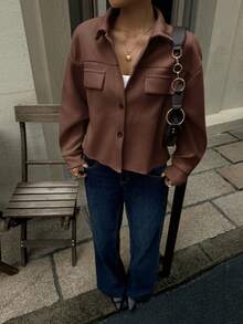 Siren Gaze 休闲落肩纽扣大衣，秋季