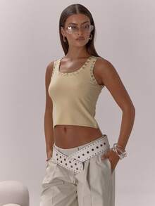 MUSERA Jersey-Tank Top mit Knopfleiste und Ausschnitt – elegant und sexy für Abendveranstaltungen, Urlaub, Herbst, Partys, Weihnachten und Silvester.