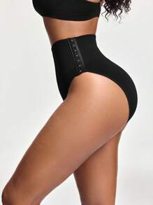 SHAPORA 女士纯色透气高腰瘦身裤 - 黑色 - 查看 5