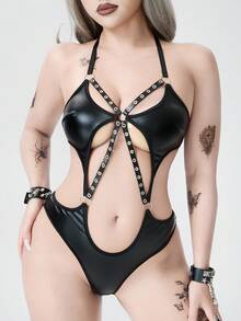 ROMWE Grunge Punk 暗黑朋克紧身胸衣 - 黑色 - 查看 4