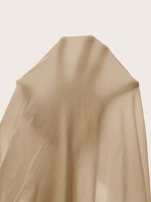 SHEIN EZwear 大码休闲卡其色针织高领长袖 T 恤 - 卡其色 - 查看 5