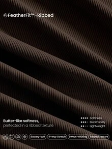 GLOWMODE 26英寸FeatherFit™罗纹无前缝侧袋高腰紧身裤低冲击瑜伽普拉提工作室日常休闲装 - 巧克力棕 - 查看 6