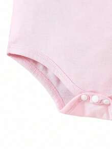 Bộ đồ liền thân tay ngắn họa tiết chữ dễ thương cho trẻ sơ sinh, mùa hè - Hồng - Xem 5