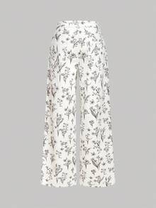 SHEIN MOD Jeans casuales anchos con bolsillos y estampado floral para mujer - Multicolor - Ver 2