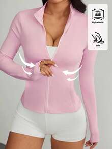 SHEIN PETITE Women's Casual Open Cardigan Jersey, Regular Fit Spring Jacket In Fall/Winter - Pink - View 1