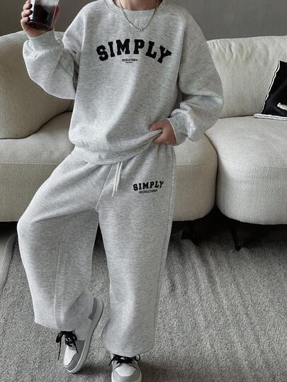 DAZY 儿童秋季服装，男童抓绒卫衣套装，休闲运动装，宽松字母印花街头风，秋季