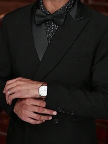 Calvornis Men's Double-Breasted Suit Set (Jacket And Pants) Men Black Suit Set Men Dinner Outfit Men Evening Wear - Black - View 3