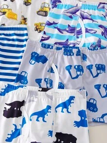 6pcs Boys' Kids Excavator, Shark, Dinosaur Graphic Comfortable Minimalist Sports Style Boxer Briefs Fall Winter