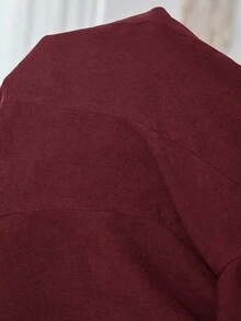 SHEIN LUNE 秋冬女士纯色单扣优雅办公室长袖西装外套 - 酒紅色 - 查看 6