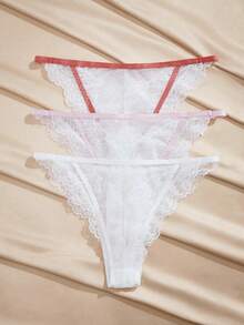 Snug Zone Women's Lace Bow Decor Fashion Thong Panties - Multicolor - View 2