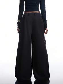 LYSMO 休闲裹身阔腿裤，适合日常穿着 - 黑色 - 查看 2