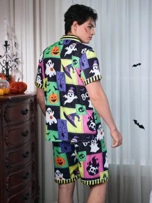 CoupledUp 万圣节泡泡皱开衫男士睡衣套装 - 彩色 - 查看 2