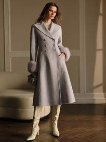 MOTF PREMIUM WOOL DOUBLE BREASTED OVERCOAT - Mauve Purple - View 5