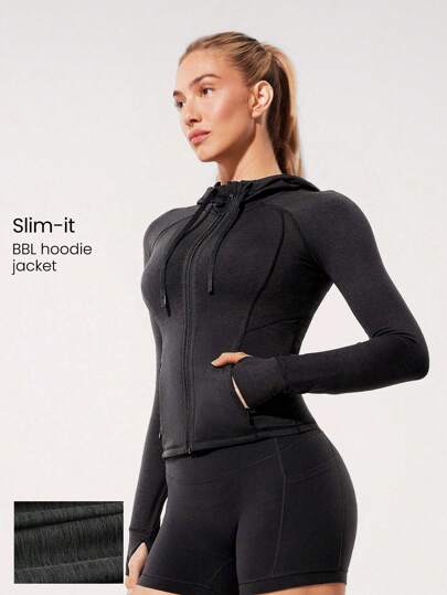 GLOWMODE Cozy Contour Soft Stretchy Durable Zipper Side Pockets Slim Fit Zip-Up Jacket Hoodie Yoga Pilates Studio Daily Casual Wear  Spring Summer