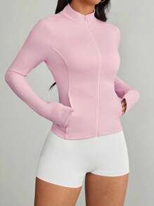 SHEIN PETITE Women's Casual Open Cardigan Jersey, Regular Fit Spring Jacket In Fall/Winter - Pink - View 5