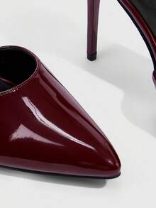 CUCCOO SZL Giày cao gót mũi nhọn thiết kế khóa cài, khoét rỗng thanh lịch dành cho nữ, thích hợp cho dịp Giáng sinh. - Màu Đỏ Sâu - Xem 5