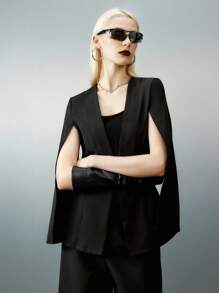 Airlisse Cloak Sleeve Open Front Blazer Fall Cloth For Women