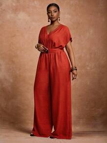 Veslaya Hàng mới về Thu Đông/Quần áo Thu Đông cho Nữ/Halloween/Quần áo Thu Đông cho Nữ Cỡ Lớn Hàng mới về Thu Đông, Quần áo Thu Đông cho Nữ, Thích hợp cho Halloween, Ngày của Mẹ, Đám cưới, Sinh nhật, Đi chơi thường ngày, Kỳ nghỉ, Thời trang đường phố, Trang phục công sở thanh lịch. Cổ chữ V, Size S, Eo thắt, Thắt lưng điều chỉnh được với khóa kim loại, Túi, Quần ống đứng, Màu gỗ đỏ, Bộ liền thân nữ - màu nâu - Xem 4