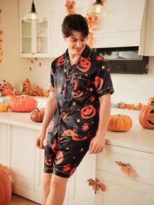 FamilyFrolics Bộ đồ ngủ in hình ma bí ngô 2 món cho nam, Halloween - Nhiều màu - Xem 4