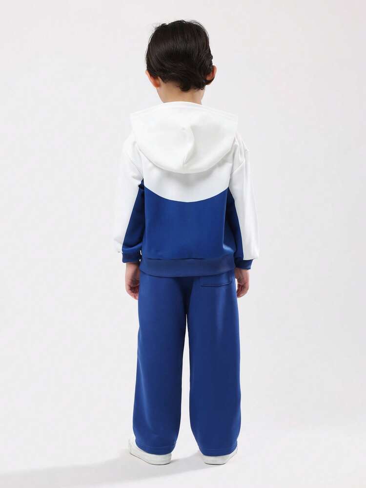 Ensemble sweat à capuche color block et pantalon de jogging à jambes larges
