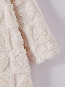 SHEIN Explorewe Tween 女童心形装饰长袖连帽休闲羊毛夹克，秋冬 - 彩色 - 查看 3