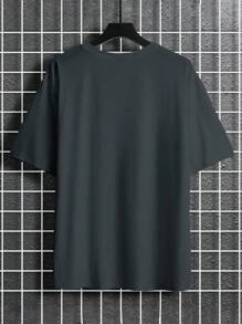 Manfinity Homme Men's Summer Letter Printed Round Neck Short Sleeve Casual T-Shirt - Dark Grey - View 2