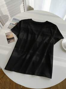 Franclia Women's Casual Contrast Color Shawl Decor T-Shirt, Summer