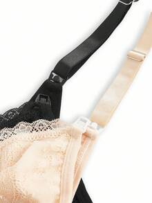BloomMama Plus Size Maternity Solid Color Lace Nursing Bra