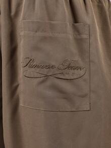 SUMWON Weite Bein Nylon Hosen mit entspannter Passform, vorne gefaltete Hosen Kollektion, hohe Taille, Lässig Street Style für Herbst Winter Alltag - Armeegrün - Übersicht 5