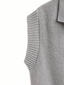 Chillumni Gilet casual in maglia a tinta unita con colletto alla coreana, ampio e versatile, adatto per l'autunno, da uomo
