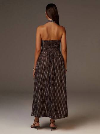 Athîral Elegant maxiklänning med prickigt tryck för kvinnor