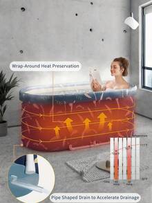 SHEIN 1pc Portable Foldable Bathtub, No Installation Required With Cover, Athletes Portable Ice Bath Tub, Multi-Layer Inflatable Cold Water Bathtub For Recovery, Independent Bathtub Suitable For Indoor, Gym And Cold Water Training Bathroom - Multicolor - View 3