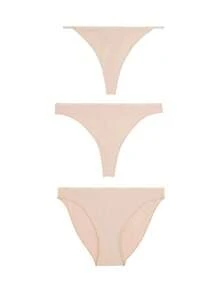Tommy Hilfiger 3 Pack Multi Shape Women's Briefs - Champagne - View 1