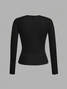 SHEIN EZwear 3 件套大码女式圆领休闲修身长袖 T 恤套装，适合秋冬季 - 彩色 - 查看 6