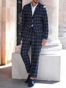 Calvornis Men's Casual Business 2 Pieces Suit, Solid Color Suit Set Jacket And Pants, Simple Fashion Casual Daily Wear Wedding Suit Prom Suit Men, Suitable For Valentine's Day Anniversary And Other Occasions, It Is A Great Gift For Your Boyfriend Or Husband. Men Plaid Suit Men Suit Set Men 2 Pieces Suit Men Blazer And Pants Men Dressy Suit