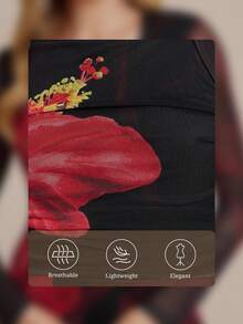 Amorya 女士优雅方领花卉印花针织长裙，修身腰部设计，适合日常、派对和多种场合，秋季 - 彩色 - 查看 5