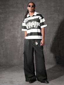 PAVTROS 男士 T 恤、水钻、万圣节、万圣节派对、街头服饰、返校 - 黑與白 - 查看 4