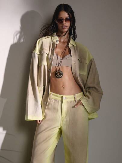 MUSERA Pocket Detail Acid Washed Denim Jacket Fall Autumn Cute Country Western Night Out Back To School Casual Streetwear Sync Chic Spring Summer