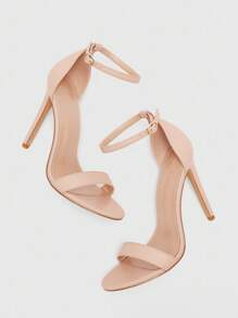 CUCCOO BIZCHIC Fashionable Casual Versatile Minimalist Solid Color Open Toe Women Heeled Sandals For Christmas Summer Shoes - Apricot - View 5