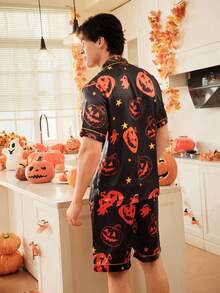 FamilyFrolics Bộ đồ ngủ in hình ma bí ngô 2 món cho nam, Halloween - Nhiều màu - Xem 3