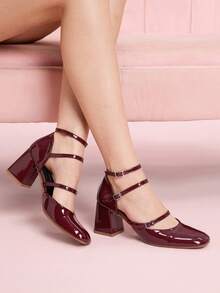 CUCCOO DOLLMOD 女士时尚酒红色高跟鞋 - 酒紅色 - 查看 5