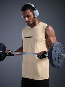 Áo tank top nam in chữ phong cách thường ngày DRIFTMERE, thích hợp cho mùa xuân hè, không đường may và thoải mái, lý tưởng cho phòng tập gym và thể dục, phong cách thể thao năng động, thời trang thể thao, phù hợp cho mùa xuân/hè. - Màu be - Xem 6