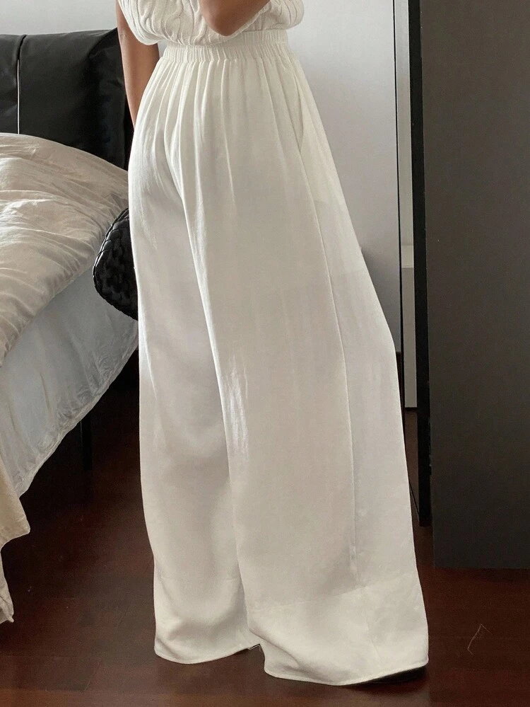 Women's Loose Casual White Wide Leg Pants, Autumn/Winter New Arrival