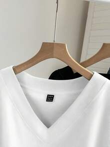 EMERY ROSE Bộ đồ họa tiết MOPE tối giản, thường ngày cỡ lớn, 2 món, áo nỉ rộng cổ chữ V, phù hợp cho mùa thu/đông - Nhiều màu - Xem 5